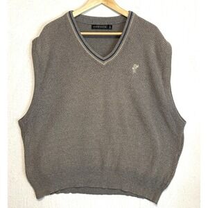 Vintage Ashworth Mens XL Golf Sweater Vest Taupe Size XL Logo Preppy Old Money